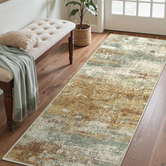 BEIMO Runner Rug for Hallway Kitchen, Soft Modern Abstract Throw Rugs, Low Pile - Image 3