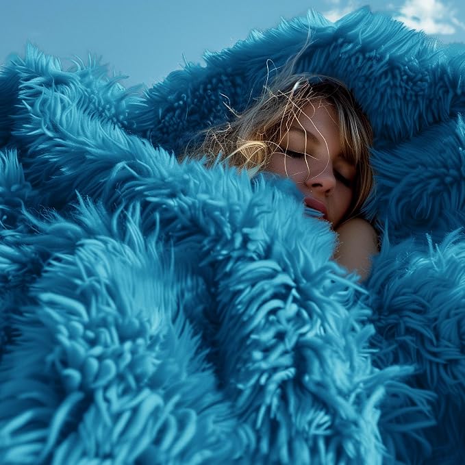 Bedsure GentleSoft Fluffy Bright Blue Throw Blanket Gifts - Image 9