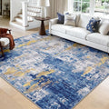 Washable Area Rugs Square 9ft Non-Slip Modern Abstract Soft by RELEANY