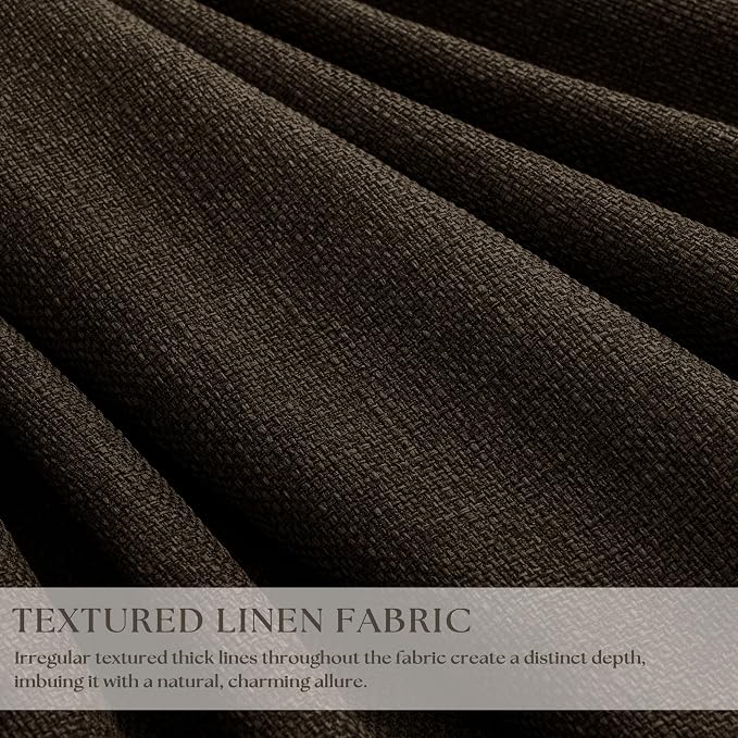 Chocolate Brown 84 Inch Blackout Pinch Pleated Curtains 2 Panels | Thick Linen - Image 4