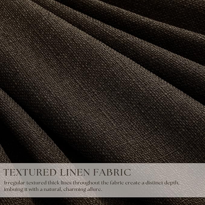 Dark Chocolate 100 Inch Linen Pleated Blackout Curtains - Image 3