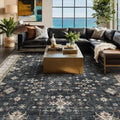 Black Farmhouse Washable 8x10 Area Rugs by HazoHaus