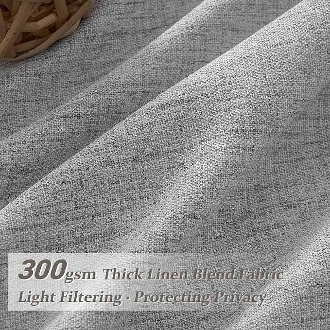 Light Grey Extra Long Floor to Ceiling Sheer Linen Curtains 108 Inches Long - Image 2