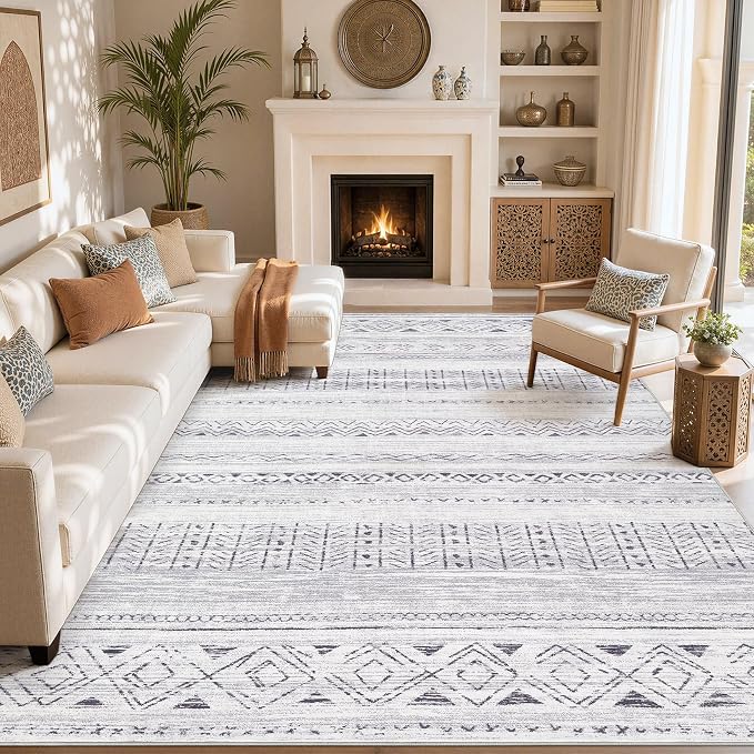 cotiled 6x9 Area Rugs for Living Room: Boho Washable Rug for Dining Room | - Image 8
