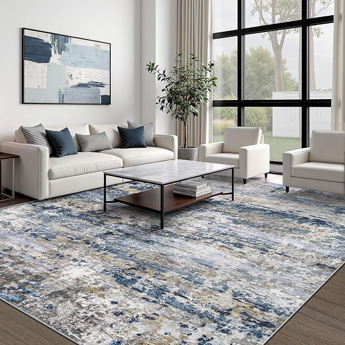 pmtsns Area Rugs 9x12 for Living Room: Washable Rug Modern Abstract Neutral - Image 2