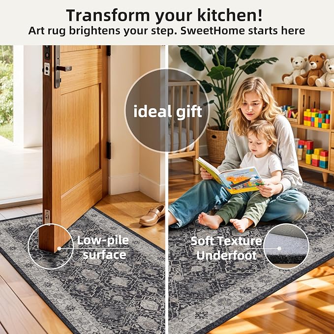 3 Pieces Kitchen Rug Sets: Farmhouse Washable Non-Slip Floor Mat - Image 6