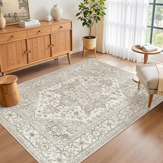 Madane Area Rug 4x6 Washable Rugs: Vintage Living Room Rug Soft Low Pile Non by Madane