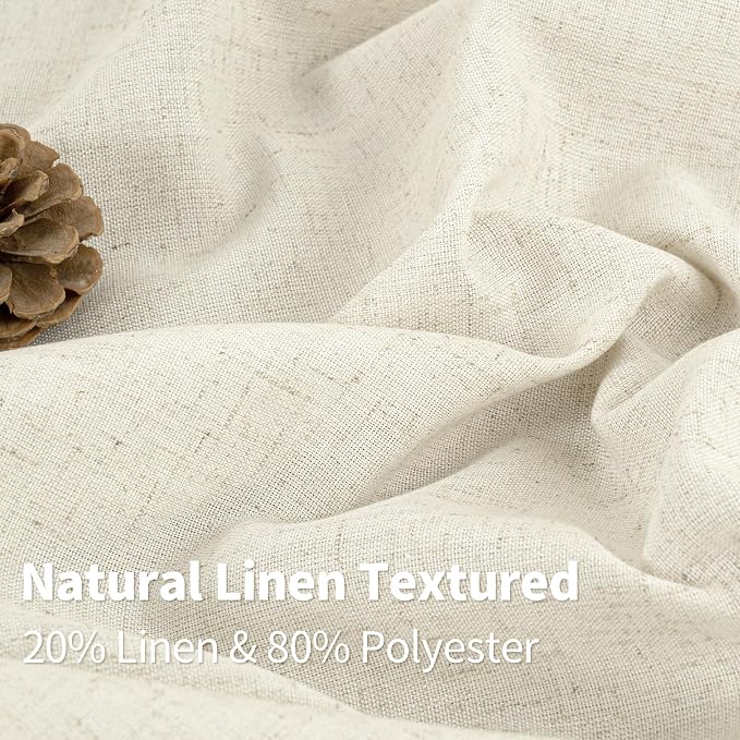 YoungsTex Natural Linen Curtains 63 Inch Length 2 Panels, Grommet Light - Image 3