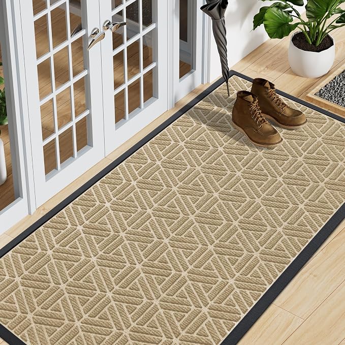 Smiry Front Door Mat Outside Entrance, Heavy Duty Sturdy Natural Rubber Doormat by Smiry