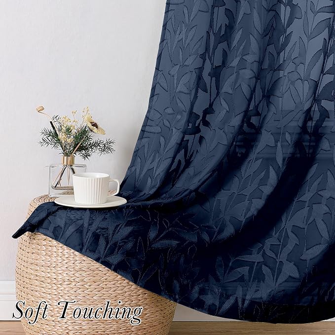 Lecloud Leia Navy Blue Sheer Curtains - Image 7