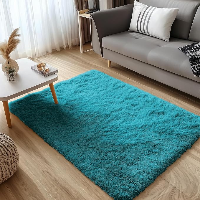 OLANLY 3x5 Machine Washable Small Bedside Rug, Soft Fluffy Shaggy Rugs - Image 3