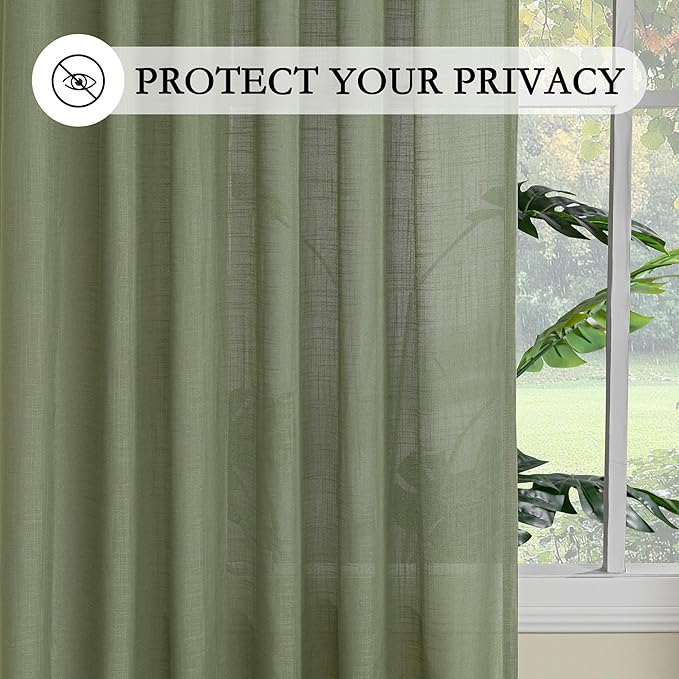 MYSKY HOME 108 Inches Long Sage Green Sheer Curtains - Image 6