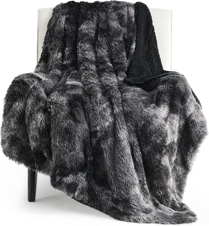 Bedsure GentleSoft Fluffy Black Blanket Cozy Gifts by BEDSURE