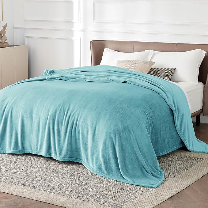 Bedsure GentleSoft Fleece Bed Blankets Queen Size River Blue - Image 2
