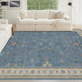 5x8 Rug for Living Room, Boho Eclectic Area Rugs Blue Modern Low-Pile Carpet by HazoHaus