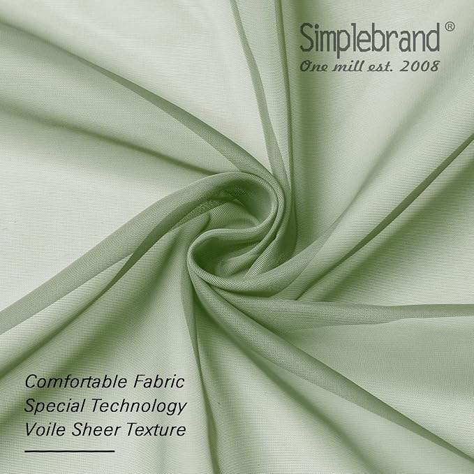 Simplebrand Sage Sheer Curtains 63 Inch Length 2 Panels, Rod Pocket Solid Color - Image 6