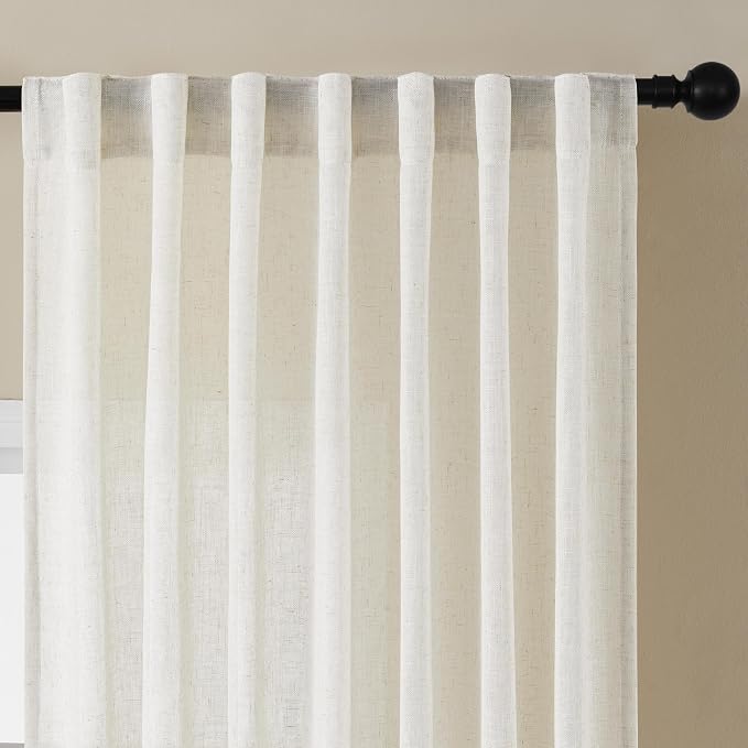 Joydeco Linen Curtains 72 Inch Length 2 Panels Set - Image 4
