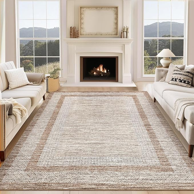 GarveeHome Modern Geometric Area Rug 4x6 Distressed Bordered Washable Non Slip by GarveeHome