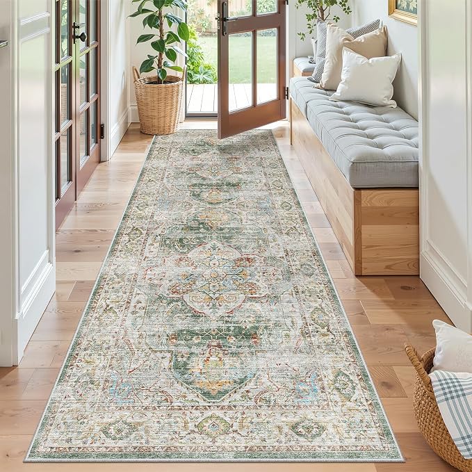 Madane Runner Rug 2'6''x8' Kitchen Runner, Hallway Runner Printed Vintage - Image 6