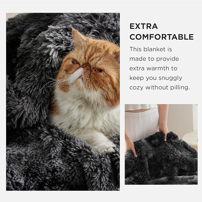 Bedsure GentleSoft Fluffy Black Blanket Cozy Gifts - Image 3