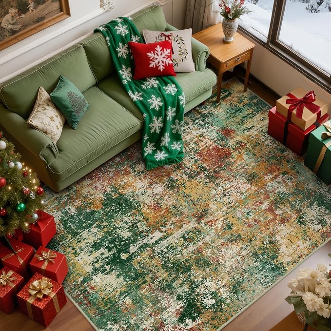 Washable Area Rugs 8'x10' Non-Slip Modern Abstract Soft - Image 9