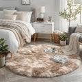 Amdrebio Tie-Dyed Beige Tan Round Area Rug 4Ft by Amdrebio