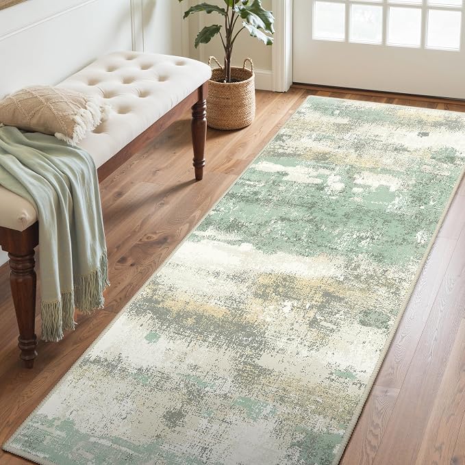 BEIMO Runner Rug for Hallway Kitchen, Soft Modern Abstract Throw Rugs, Low Pile - Image 3