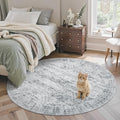 Soalmost 5x5 Grey Round Rug 5ft Living Room Circle Rug Vintage Gray Round Area by Soalmost