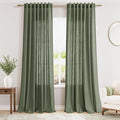 Nanspring Olive Green Linen Curtains by Nanspring