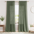 Nanspring Olive Green Linen Curtains by Nanspring