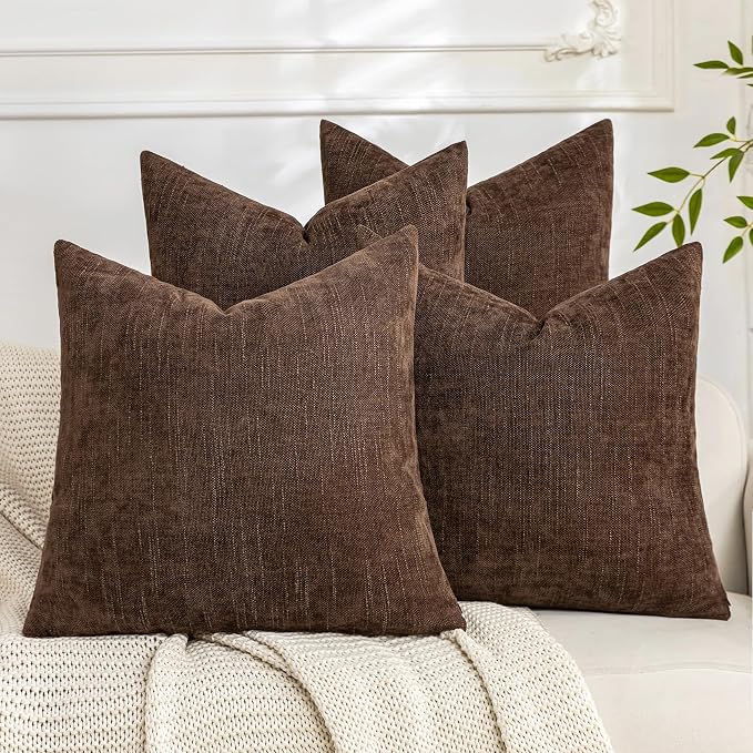 Set of 4 Soft Textured Decorative Throw Pillow Covers 24x24 Inch Cozy Farmhouse by Cozoomy