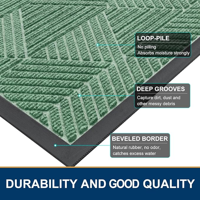 Smiry Front Door Mat Outside Entrance, Heavy Duty Sturdy Natural Rubber Doormat - Image 4