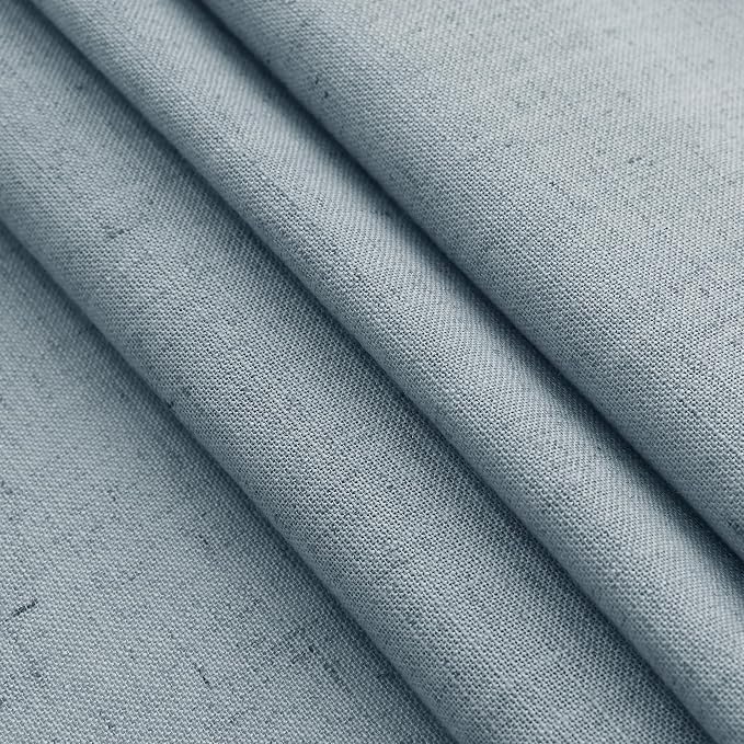 Light Blue Linen Curtains 63 Inches Long 2 Panel Sets - Image 7