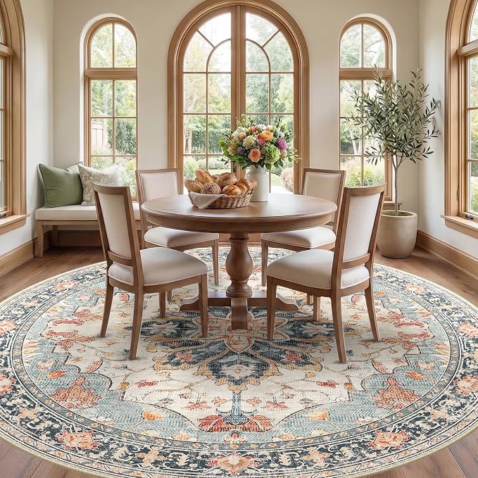 8ft Round Rug, Area Rugs 8ft, Washable Rug, Rugs - Image 2