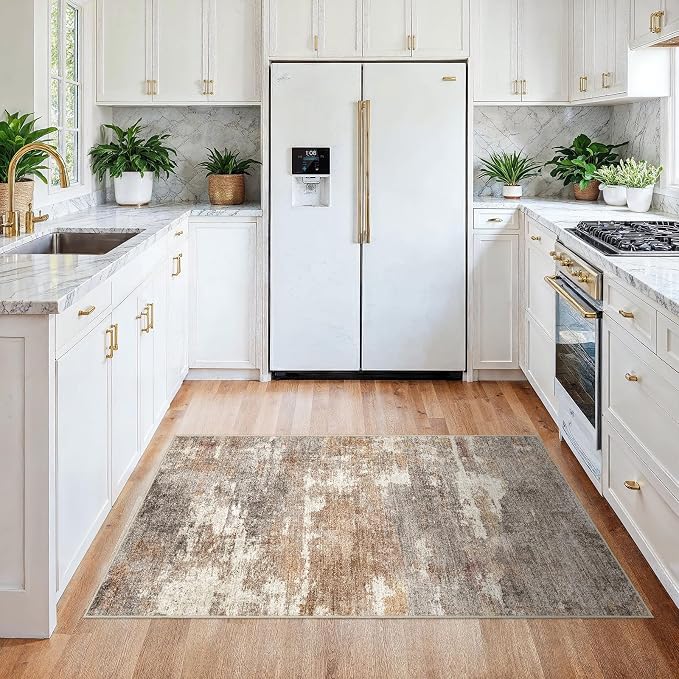 3x4 Washable Entryway Area Rug: Modern Abstract Small Runner Rug - Image 2