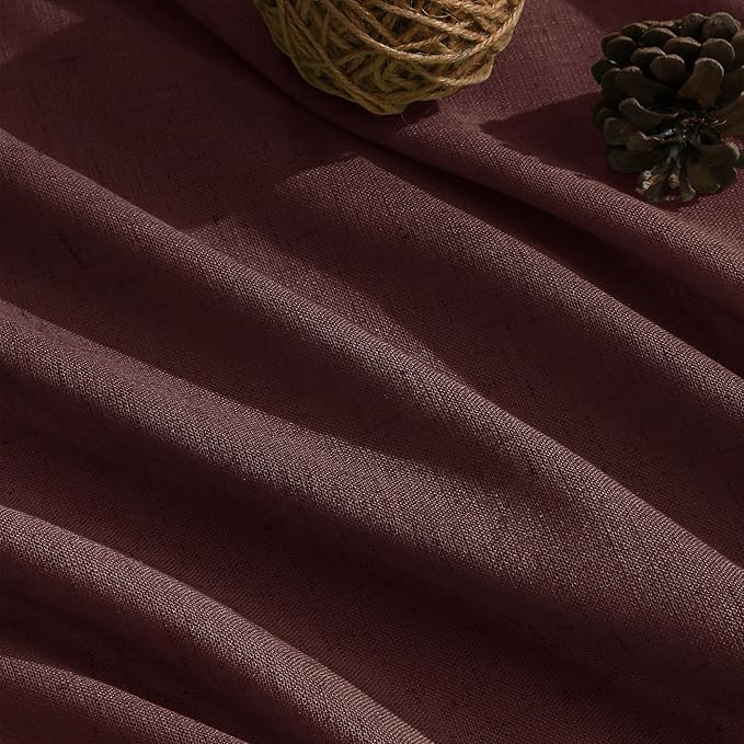 Nanspring Reddish Brown Linen Blend Light Filtering Back Tab Curtains 108 - Image 5