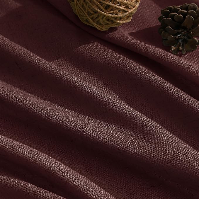 Nanspring Reddish Brown Linen Curtains 84 Inch Length 2 Panels Set - Image 5