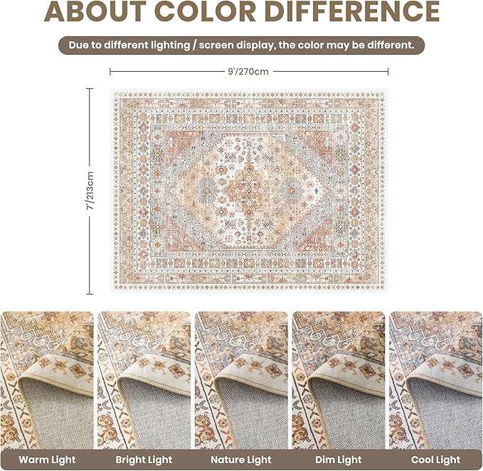 zesthome 7x9 Area Rug, Super Soft Washable Rugs - Image 2