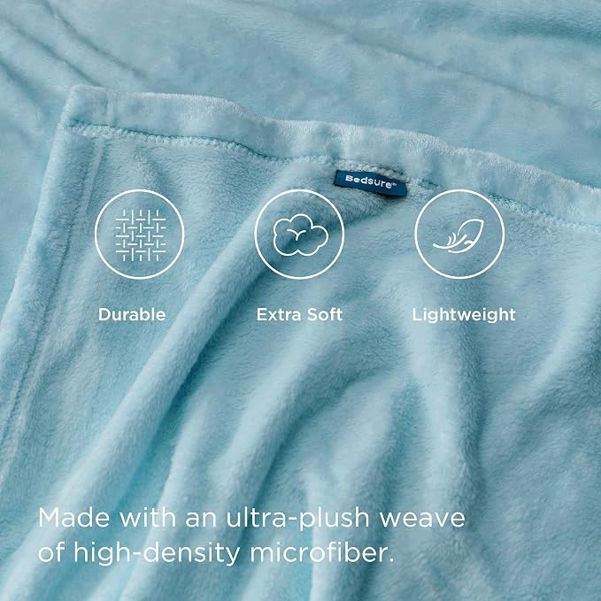 Bedsure GentleSoft Fleece Bed Blankets Queen Size River Blue - Image 4