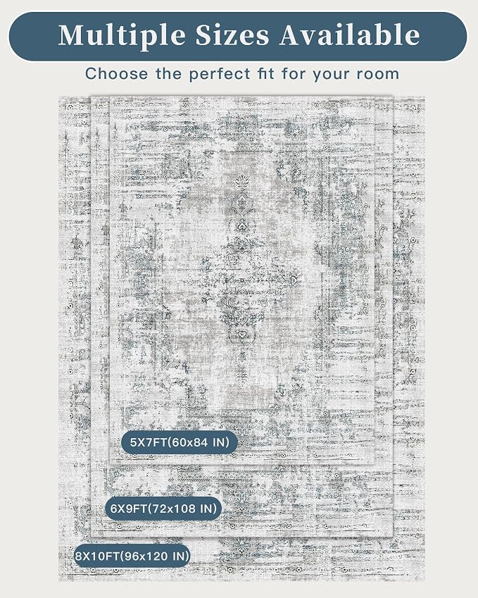 Madane 5x7 Area Rugs Washable Rug: Vintage Living Room Rug - Image 9