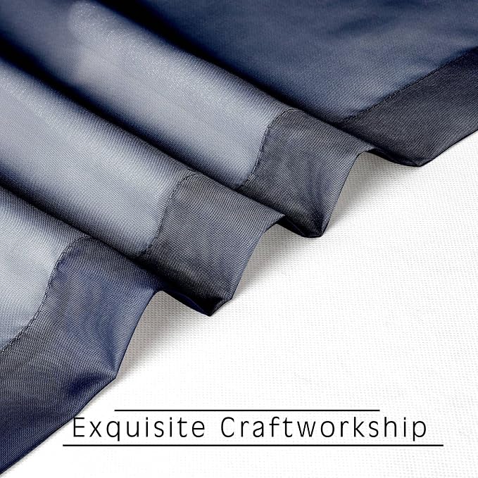 OWENIE Navy Blue Sheer Kitchen Valance - Image 3