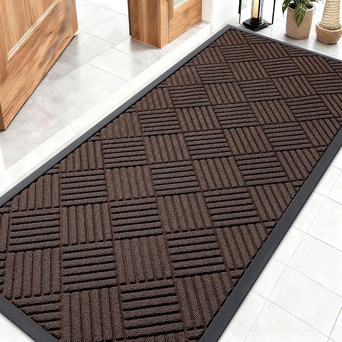 OLANLY Front Door Mat Outside Entrance 59x23, Heavy Duty Sturdy Natural Rubber by OLANLY