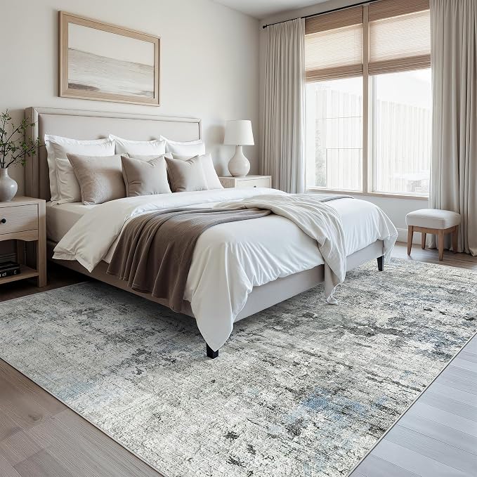 Abstract Rug 8x10 Large Living Room Rugs Neutral Modern Washable Area Rugs - Image 8
