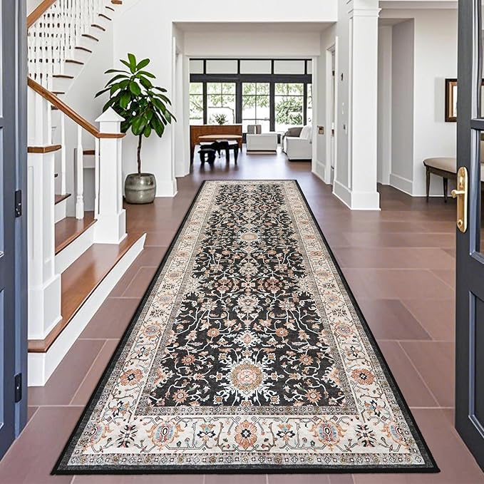 4x12 ft Wide Hallway Rug: Non-Slip Washable Vintage Long Carpet Runner by TOPRUUG