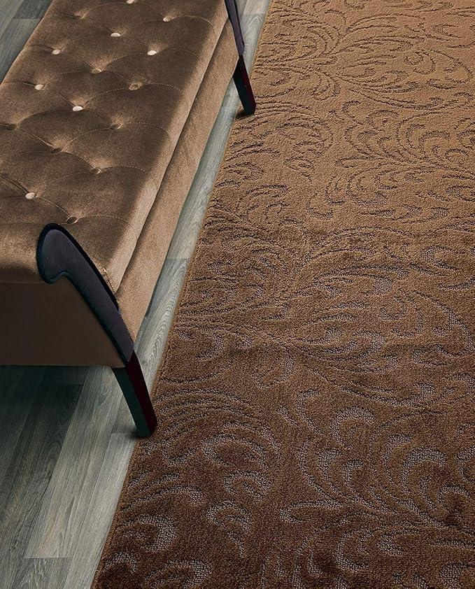 Custom Length Hallway Runner Rug, Slip Resistant, Floral Brown, 26 Inch X 23 by ORFAHOME