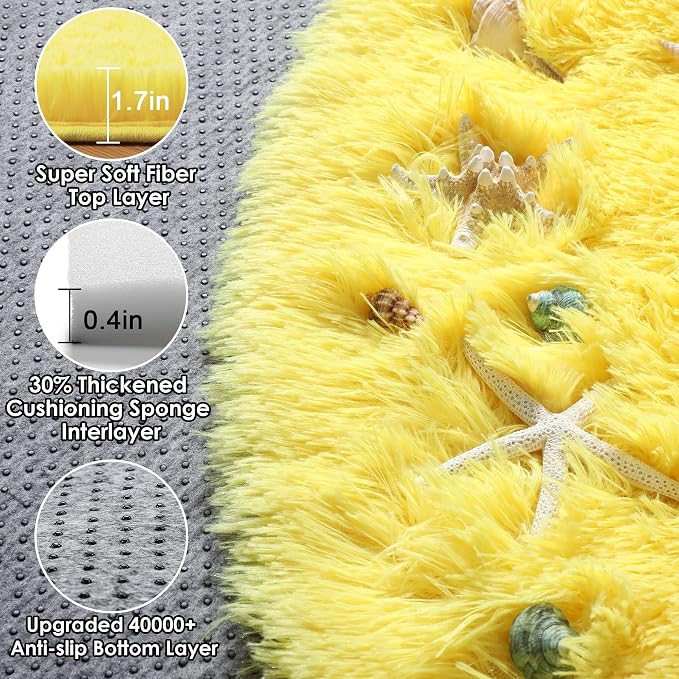 ONASAR Yellow Round Area Rugs 4ft - Image 2