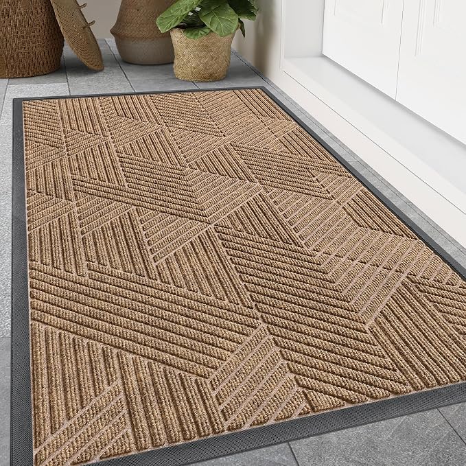 Smiry Front Door Mat Outside Entrance, Heavy Duty Sturdy Natural Rubber Doormat by Smiry