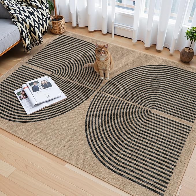 Lahome Enfys Modern Rainbow Easy Jute Office Rug, Outdoor Patio Rug 4x6 - Image 2