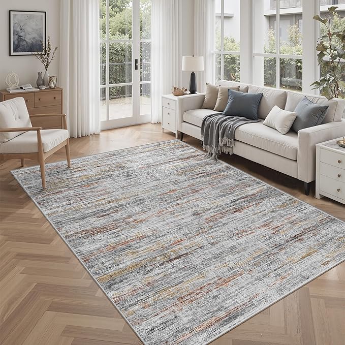 8x10 Area Rugs for Living Room, Modern Abstract Non-Slip Backing Washable Rugs by Unknown