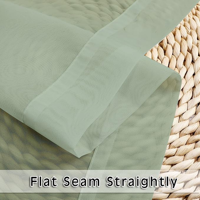 OWENIE Sage Sheer Curtains 144 inch Extra Long, Elegant and Airy Drapes - Image 6